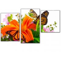 Триптих с бабочкой на цветке TL-MM1065 мини