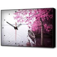 Часы-картина с цветущей сакурой на берегу озера TL-C5025 TIMEBOX